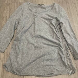Michael Kors Gray Long Sleeve Top with Side Zipper